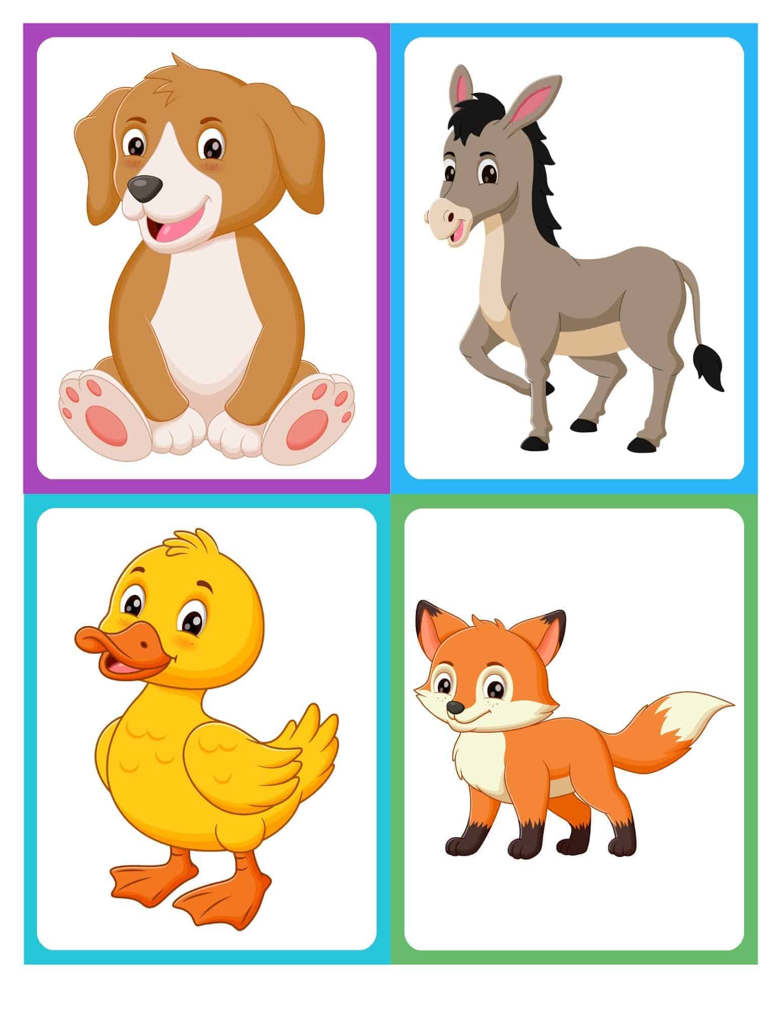 Farm animal flashcard with cartoon dog and no text