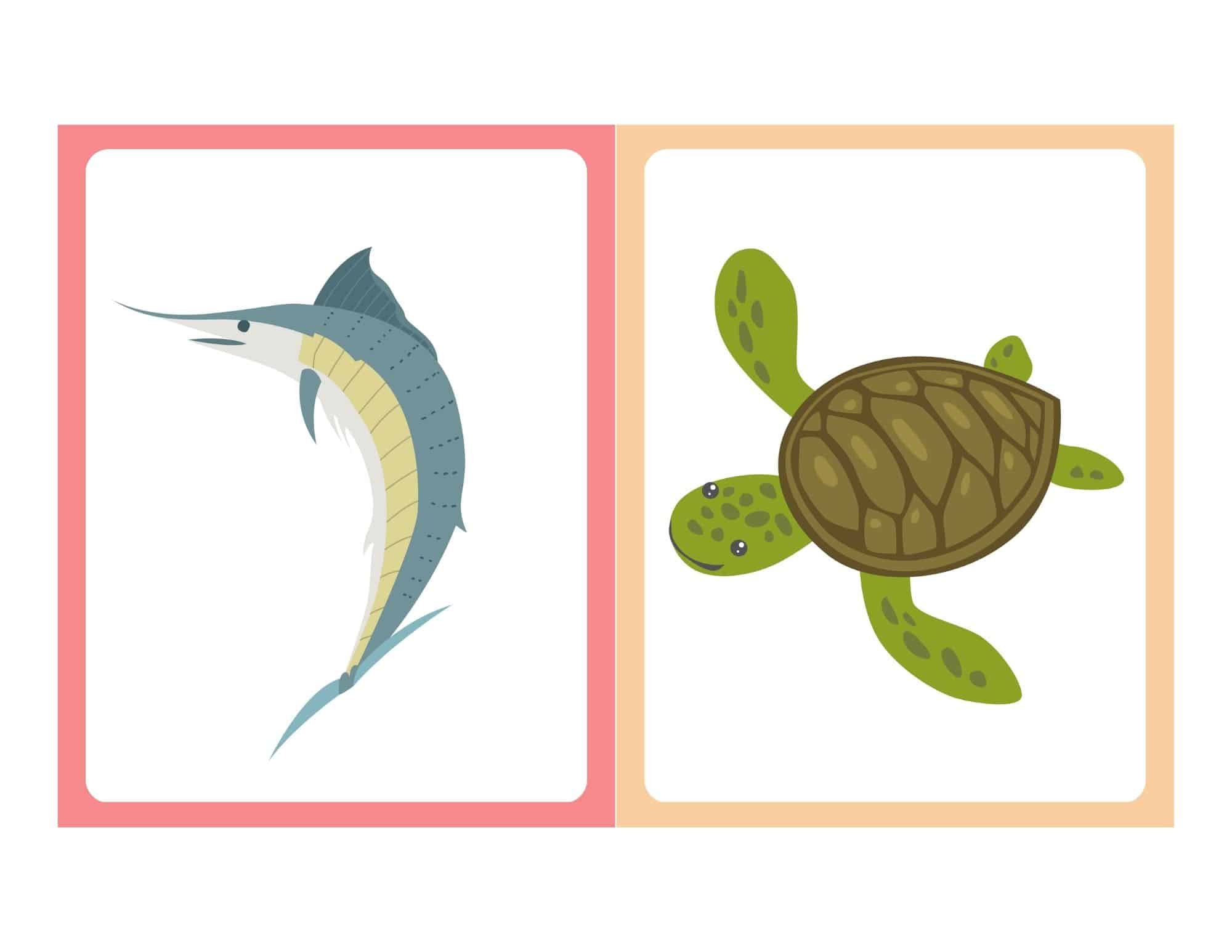 Flashcard with cartoon fish and no text