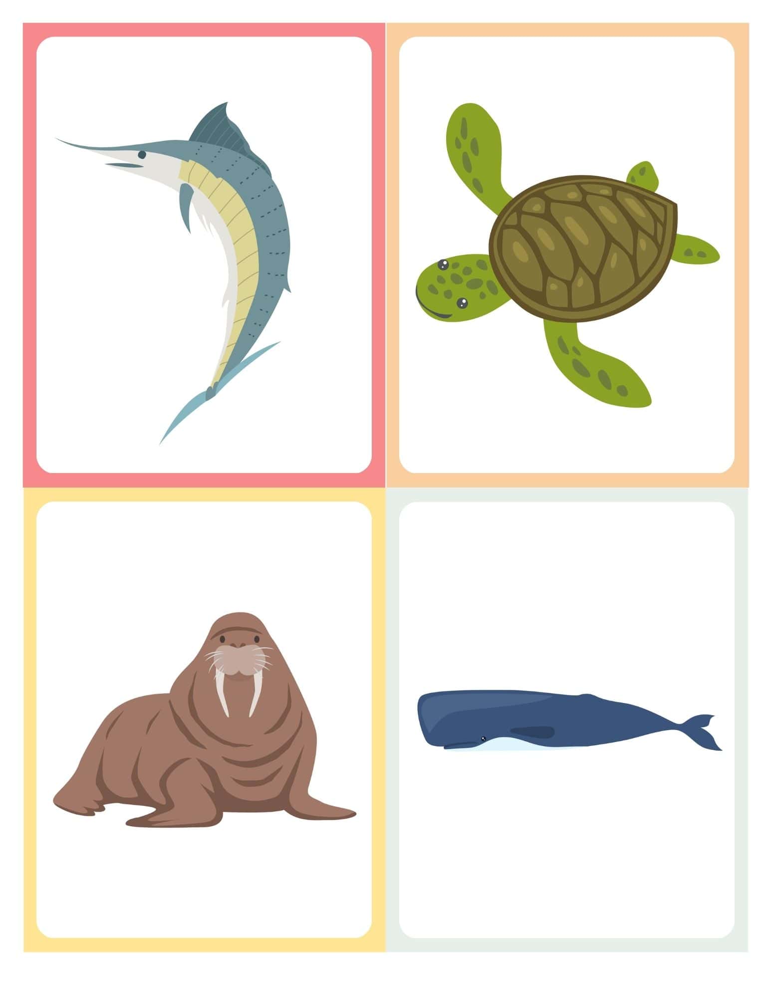 Flashcard with cartoon fish and no text