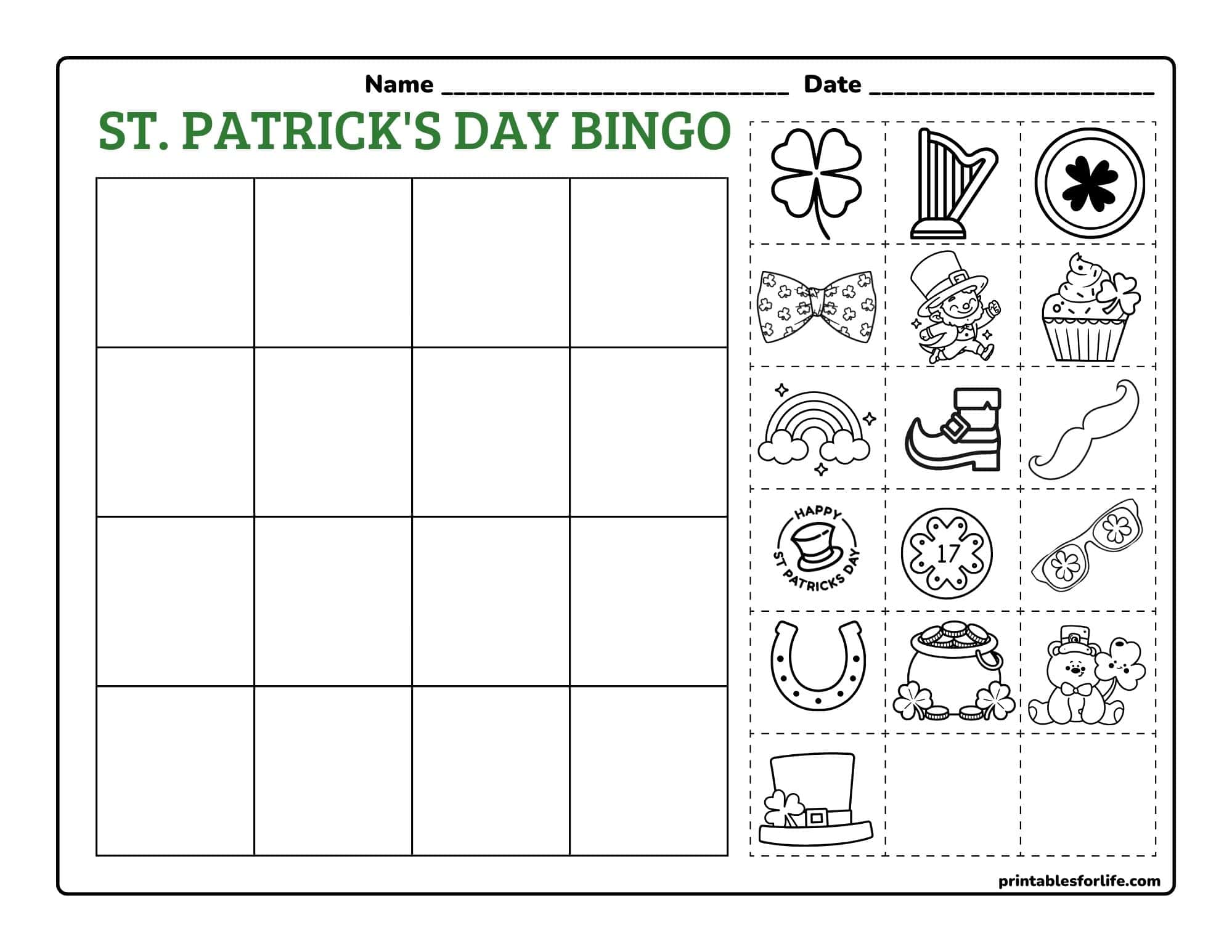 make your own st. patrick's day bingo card.