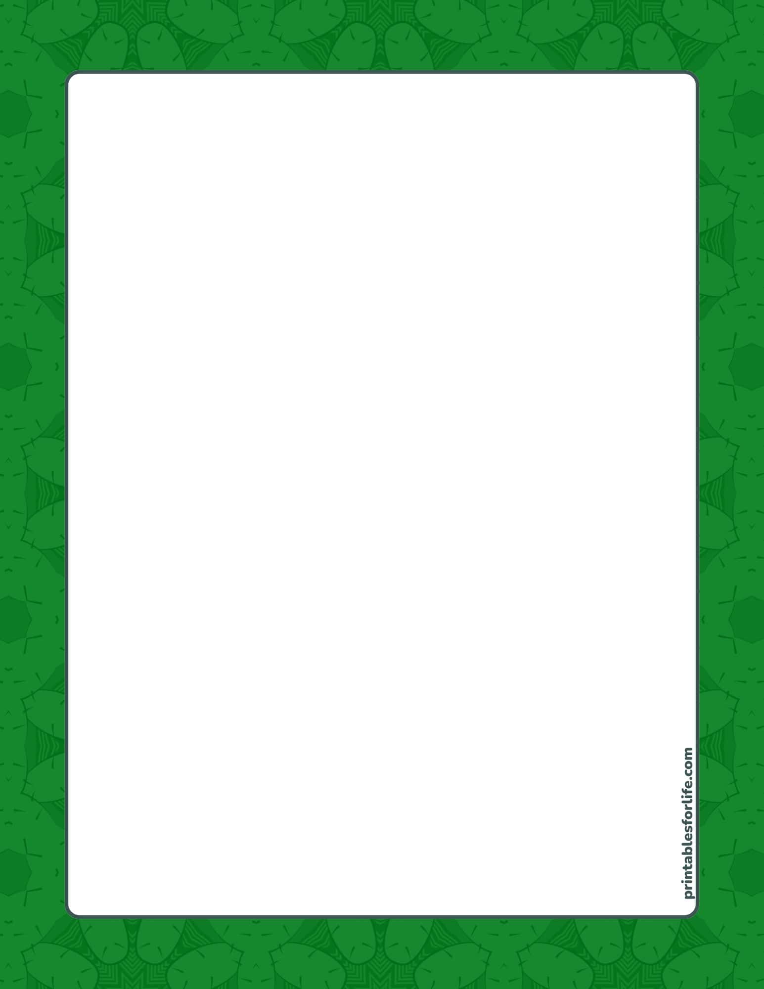 St. Patrick's Day paper with a cute green border and a blank center for crafts or worksheets.