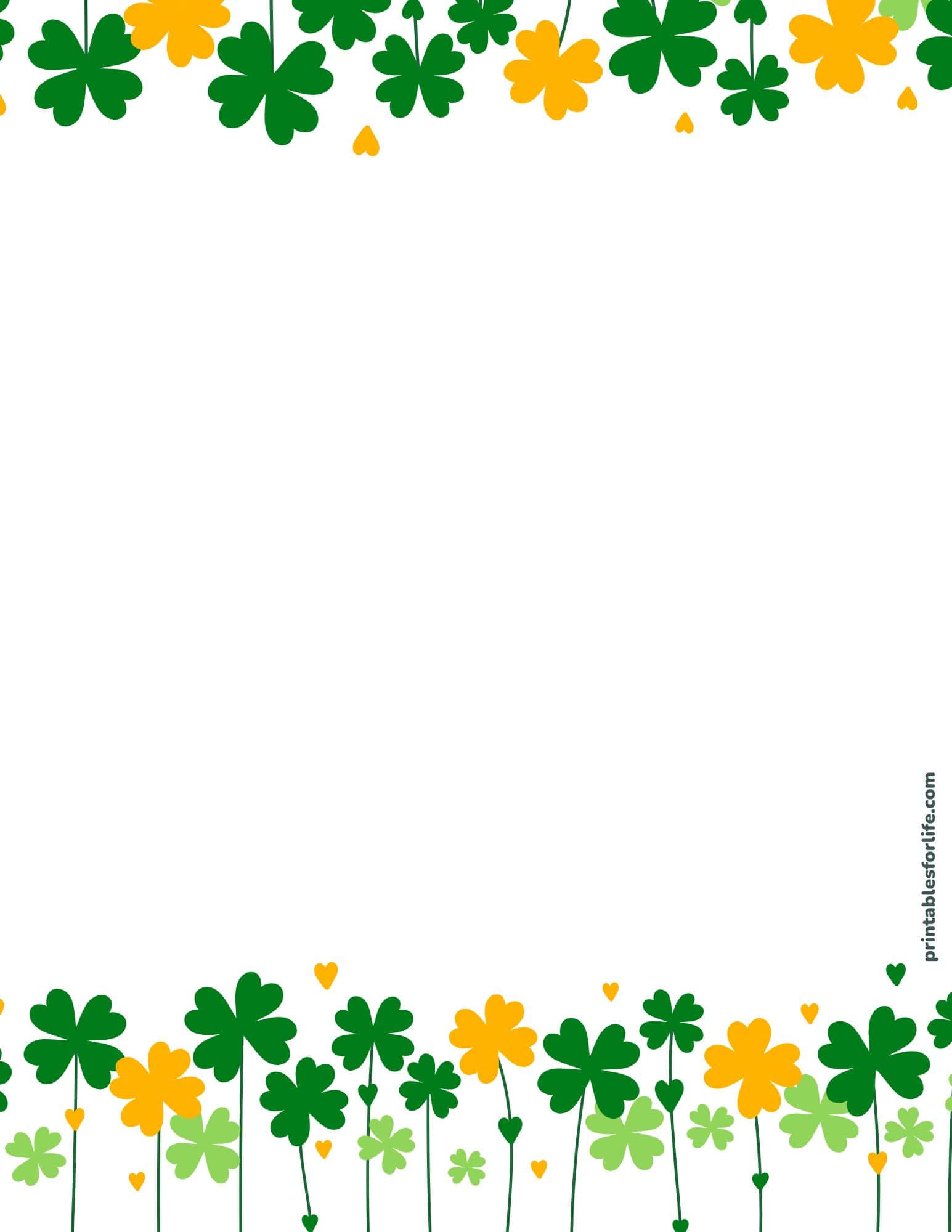 St. Patrick's Day paper with cute green and yellow shamrock borders.