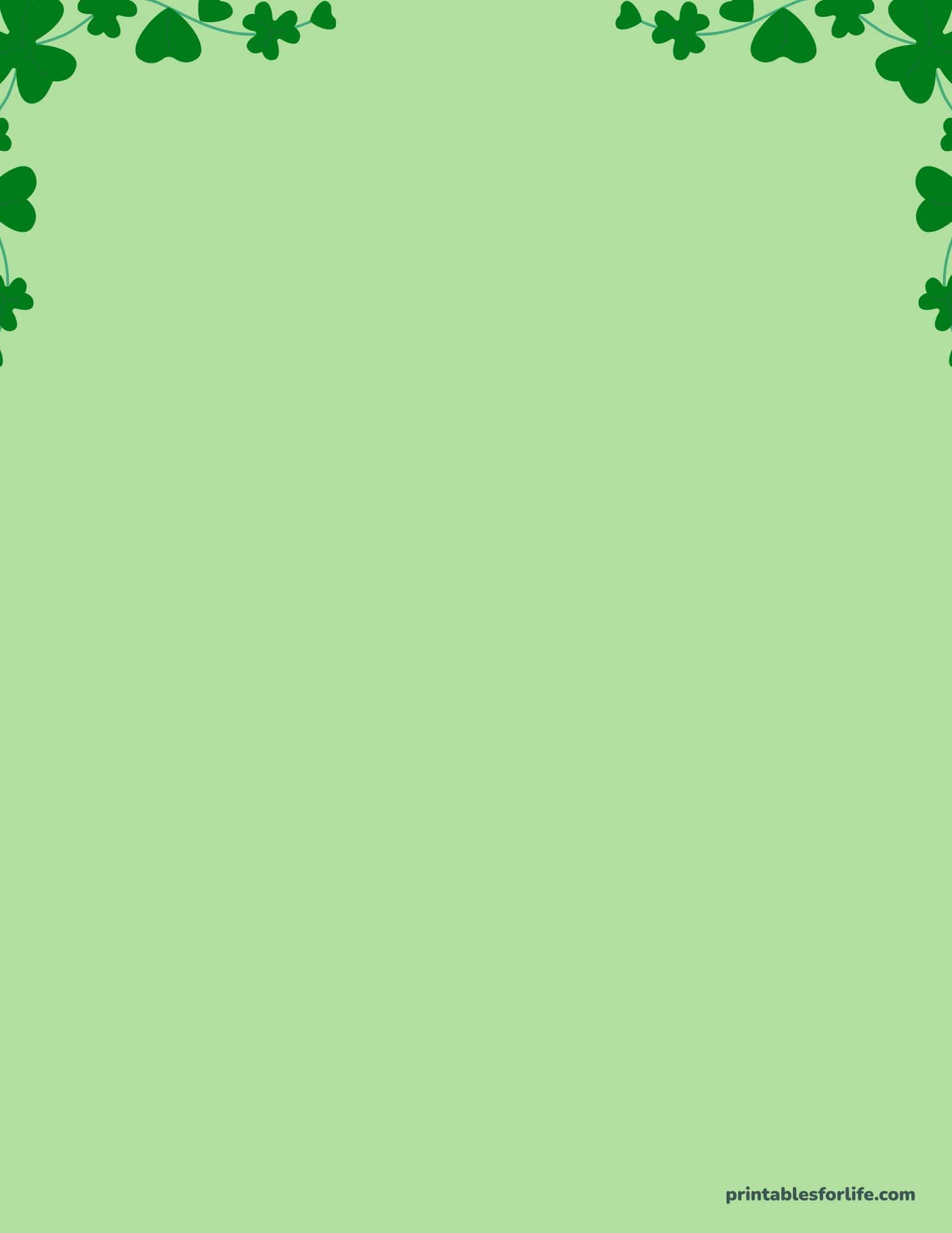 St. Patrick's Day paper with cute borders of shamrocks along the edges.