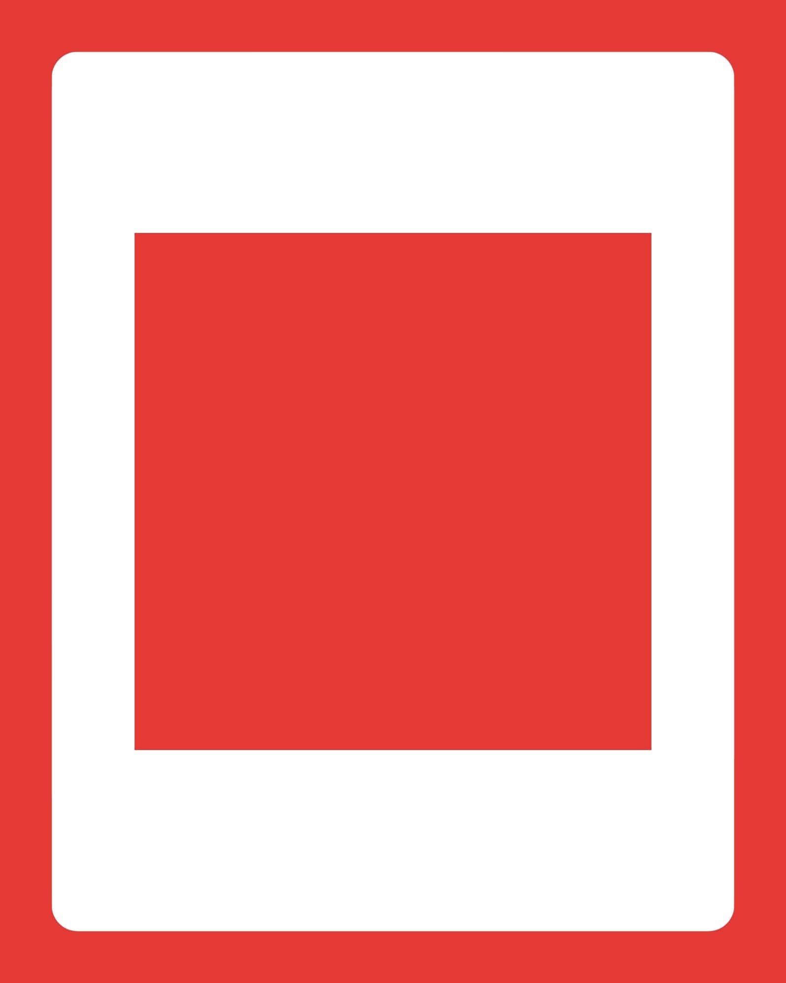 Centered white rounded-rectangle frame with thick red inner rectangle and red border creating nested geometric panels.