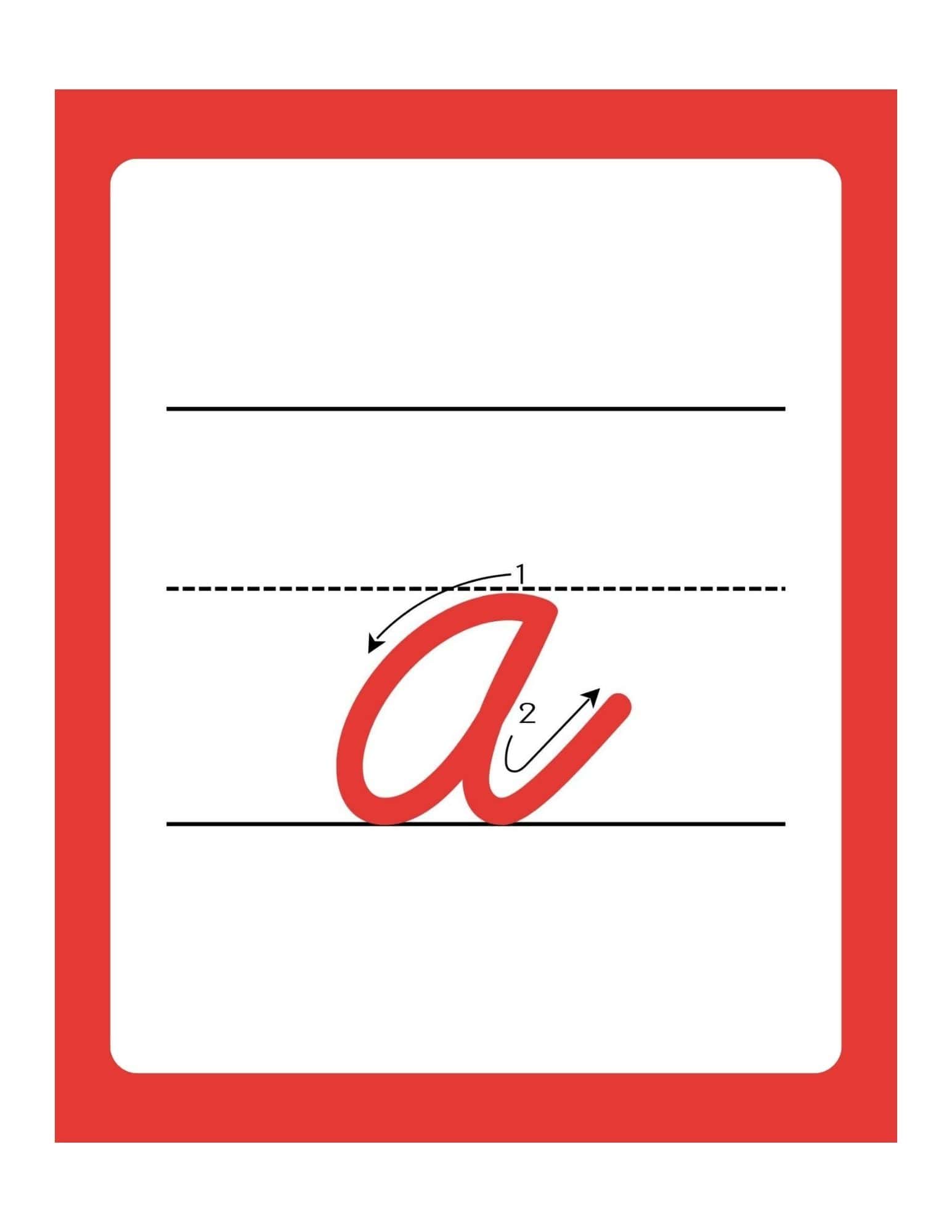 Lowercase Cursive Alphabet Flashcards with Writing Lines - page 1