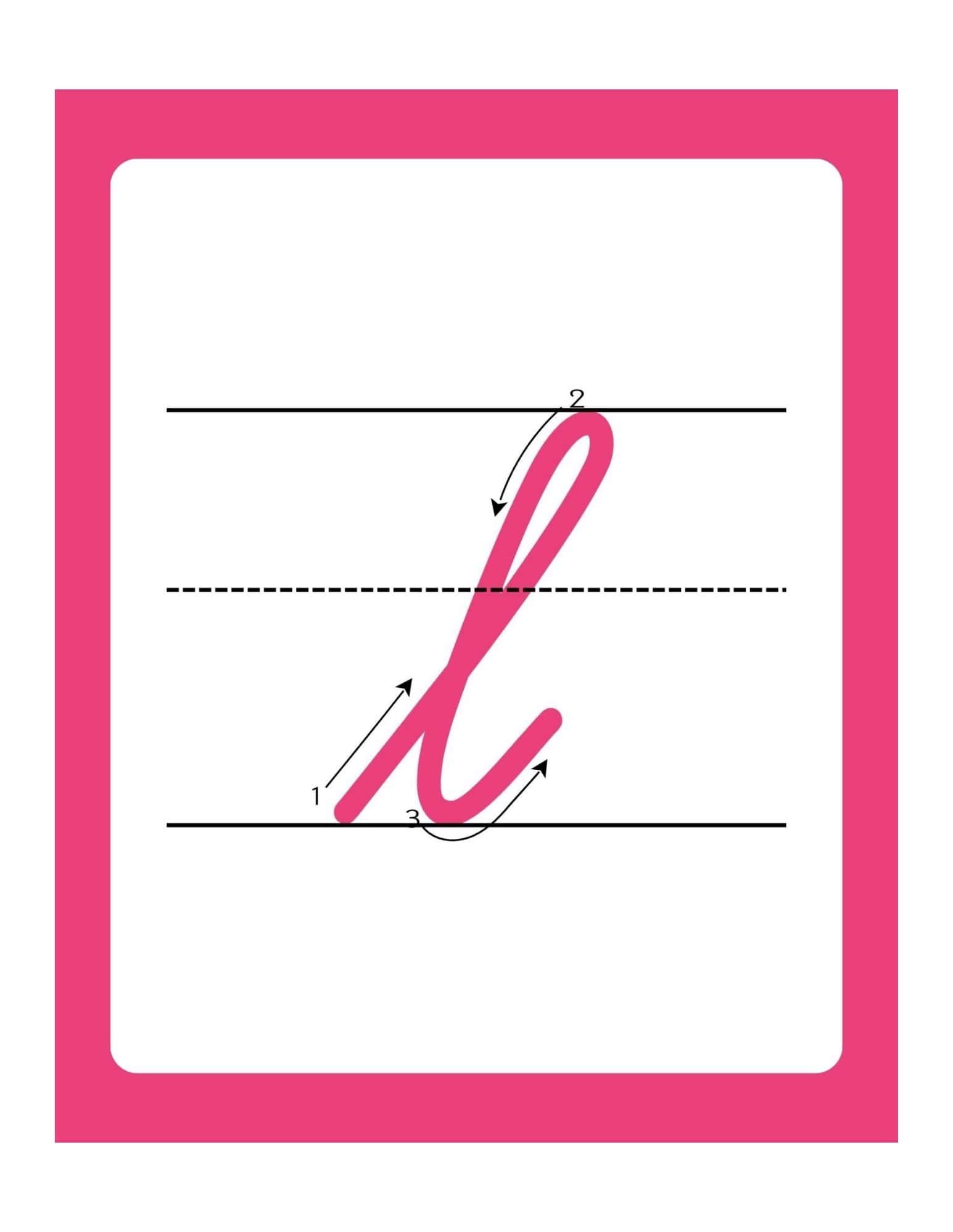 Lowercase Cursive Alphabet Flashcards with Writing Lines - page 12