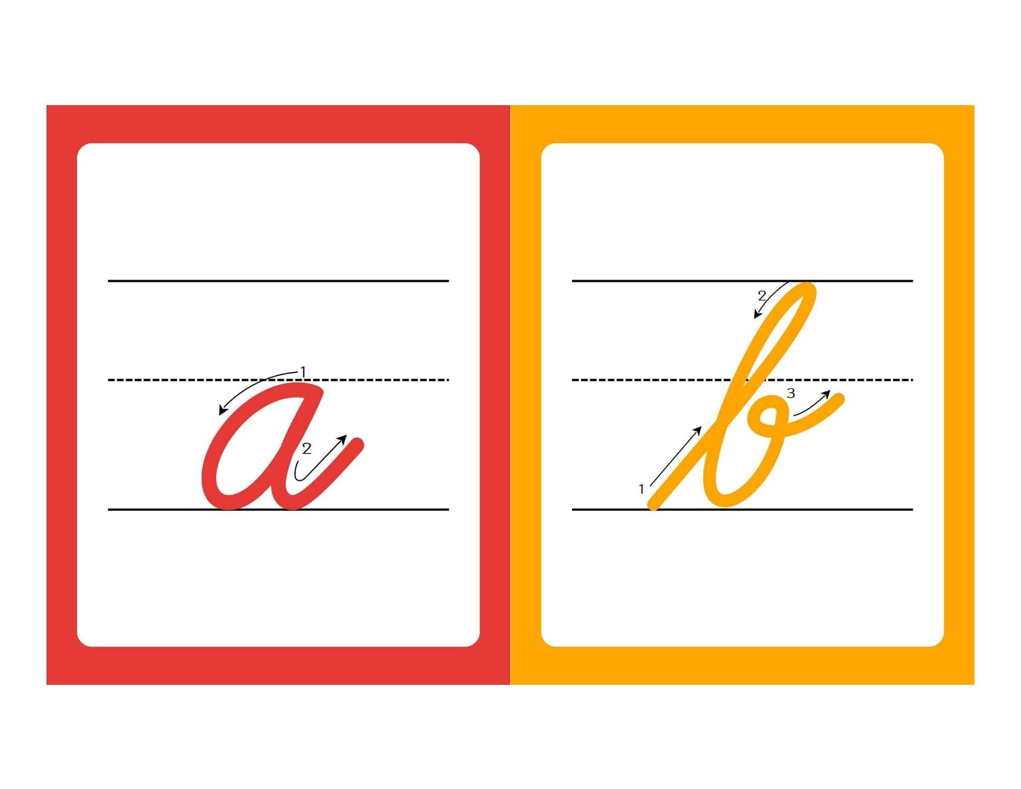 Lowercase Cursive Alphabet Flashcards with Writing Lines - page 27