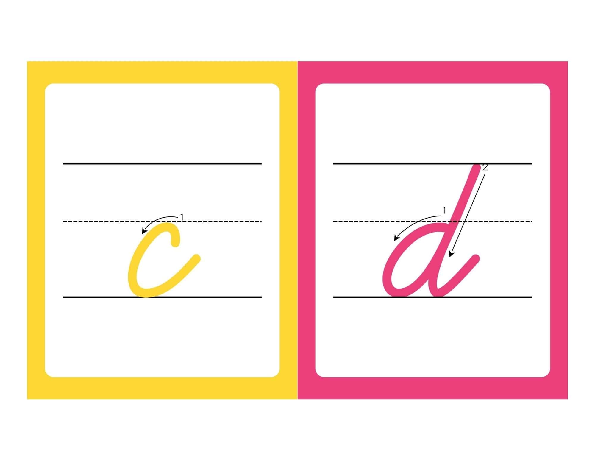 Lowercase Cursive Alphabet Flashcards with Writing Lines - page 28