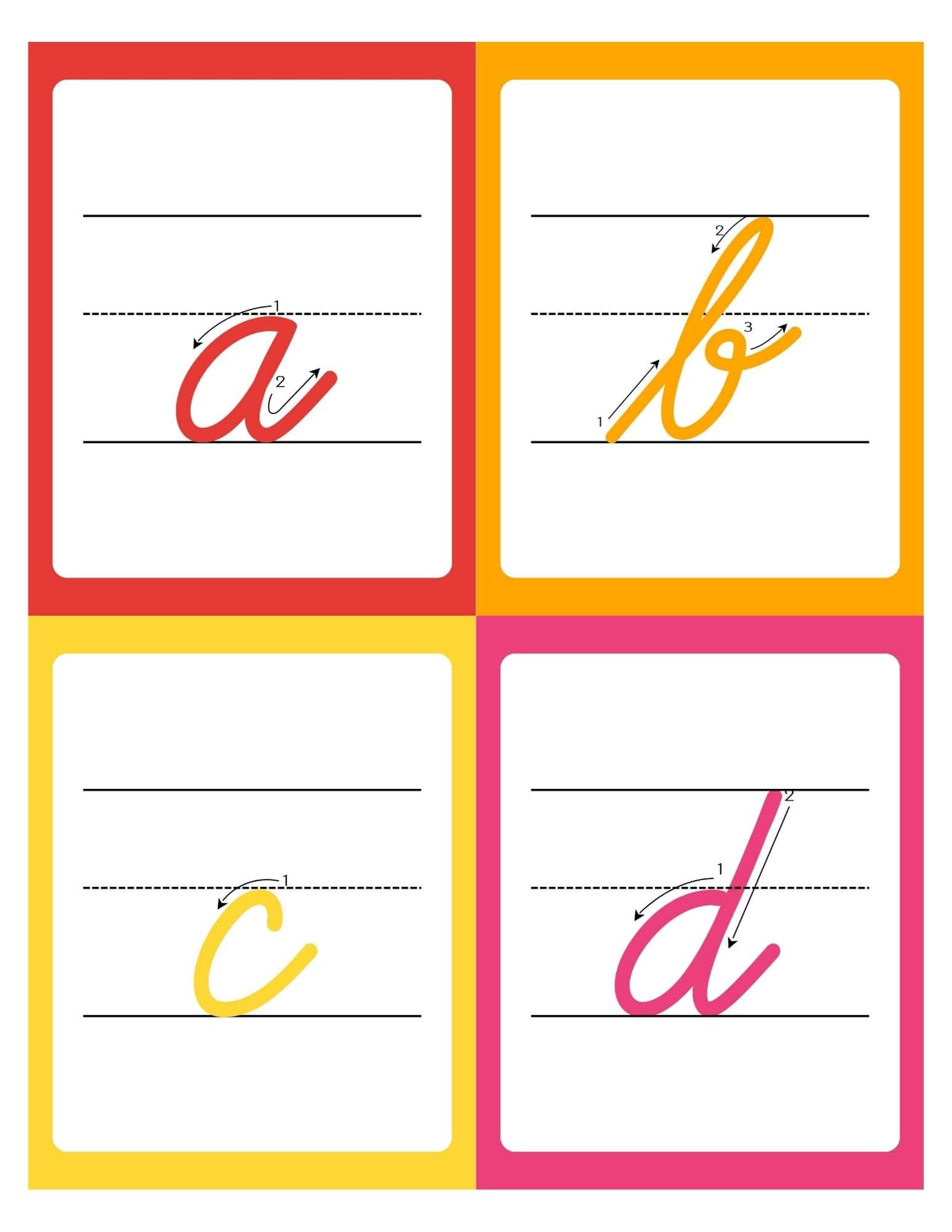 Lowercase Cursive Alphabet Flashcards with Writing Lines - page 40