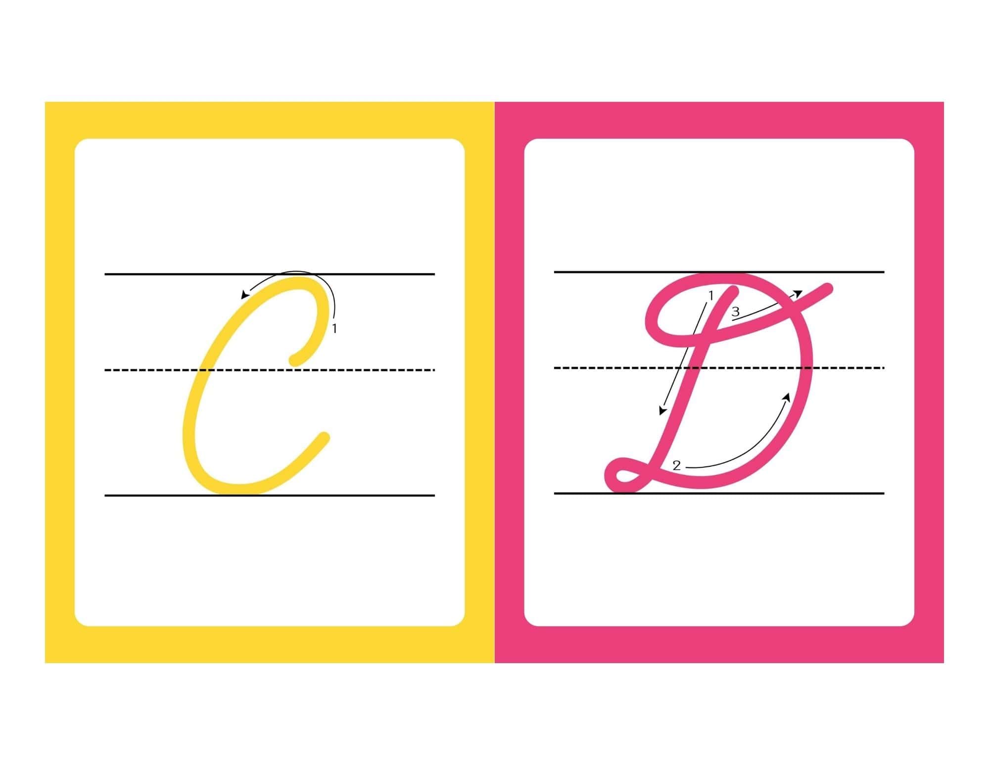 Uppercase Cursive Alphabet Flashcards with Writing Lines - page 28