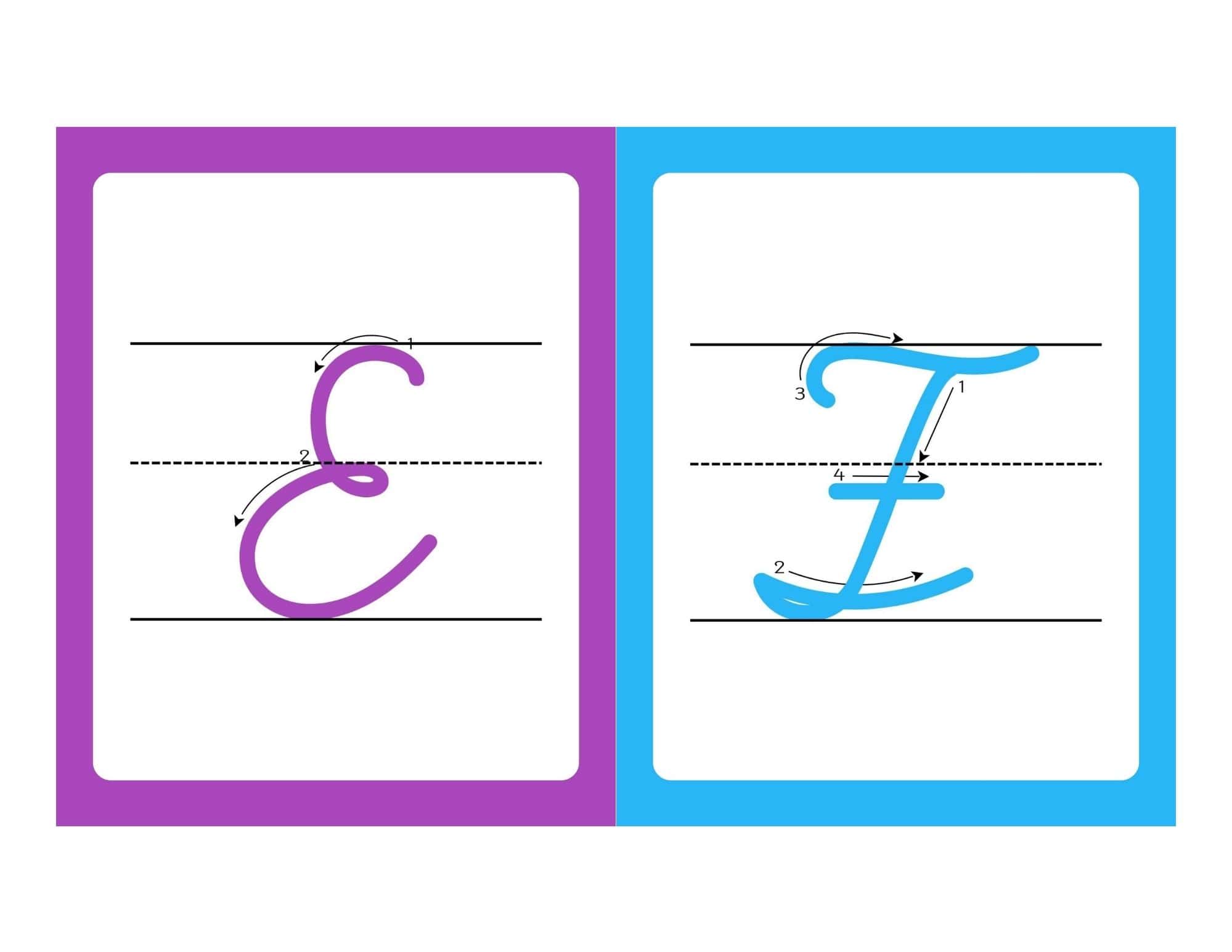 Uppercase Cursive Alphabet Flashcards with Writing Lines - page 29