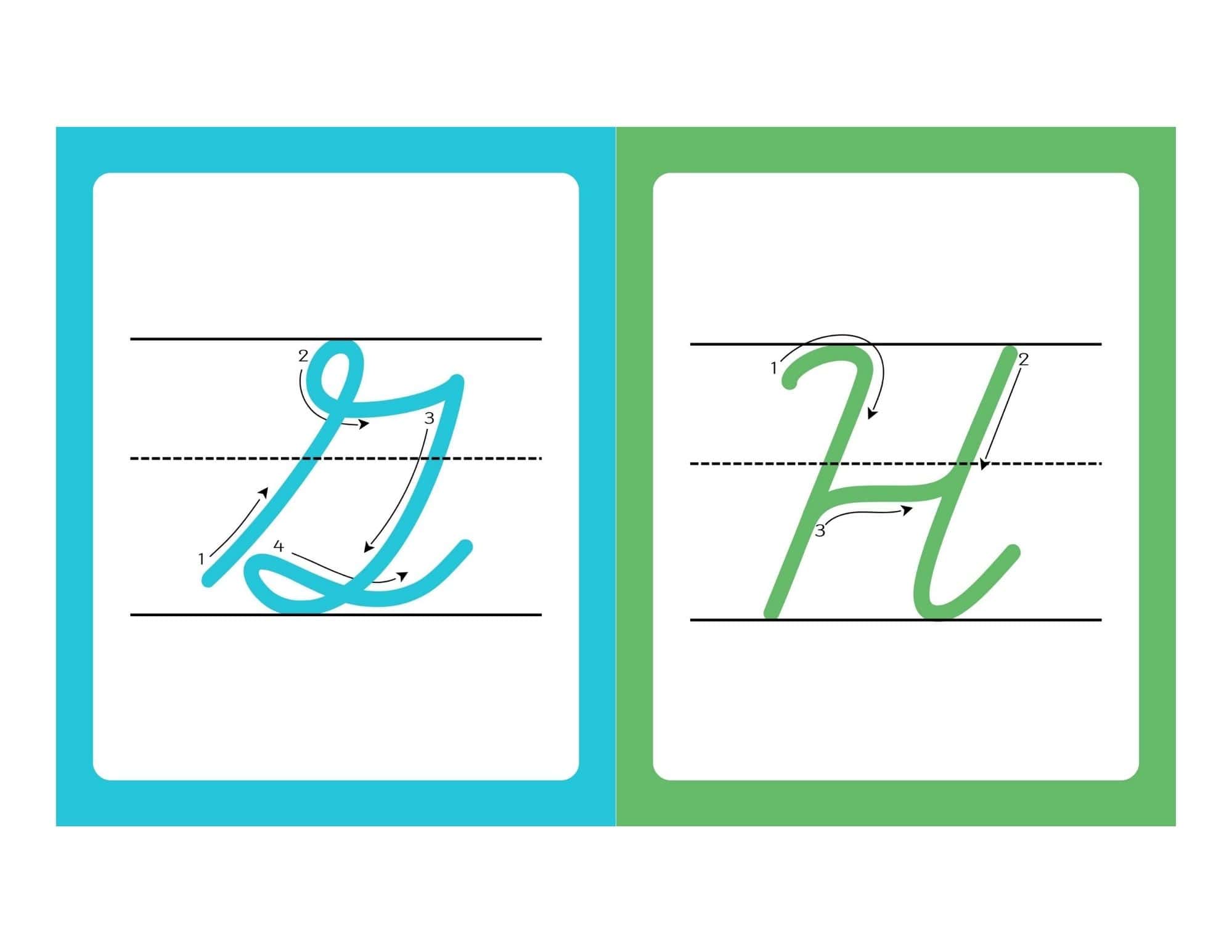Uppercase Cursive Alphabet Flashcards with Writing Lines - page 30
