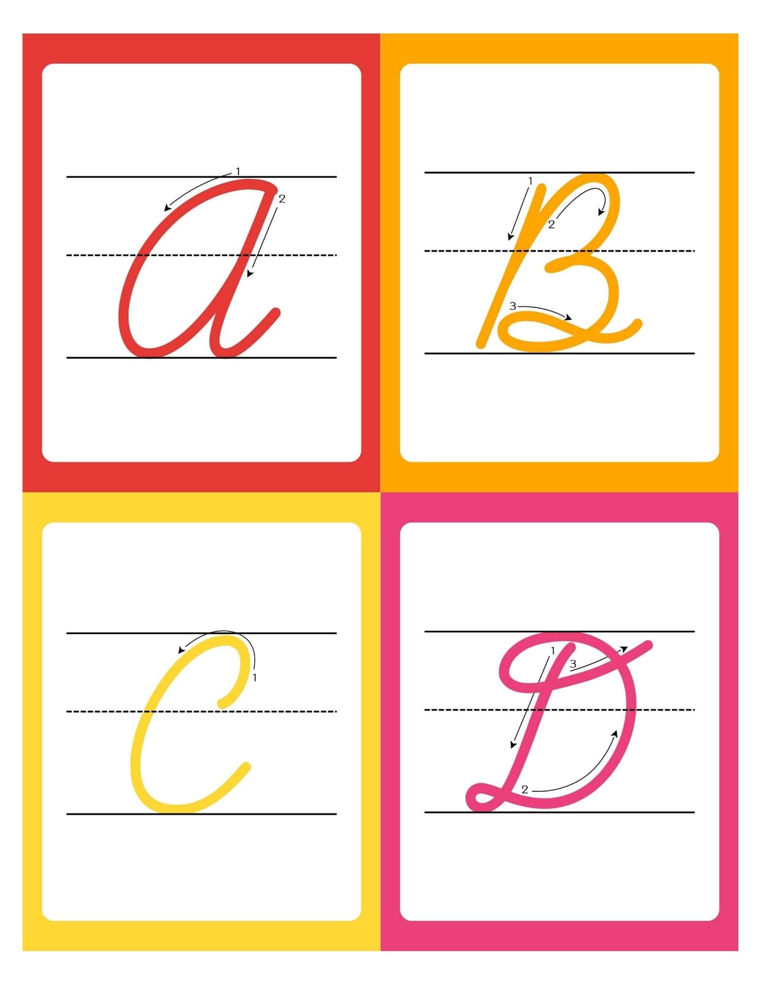 Uppercase Cursive Alphabet Flashcards with Writing Lines - page 40