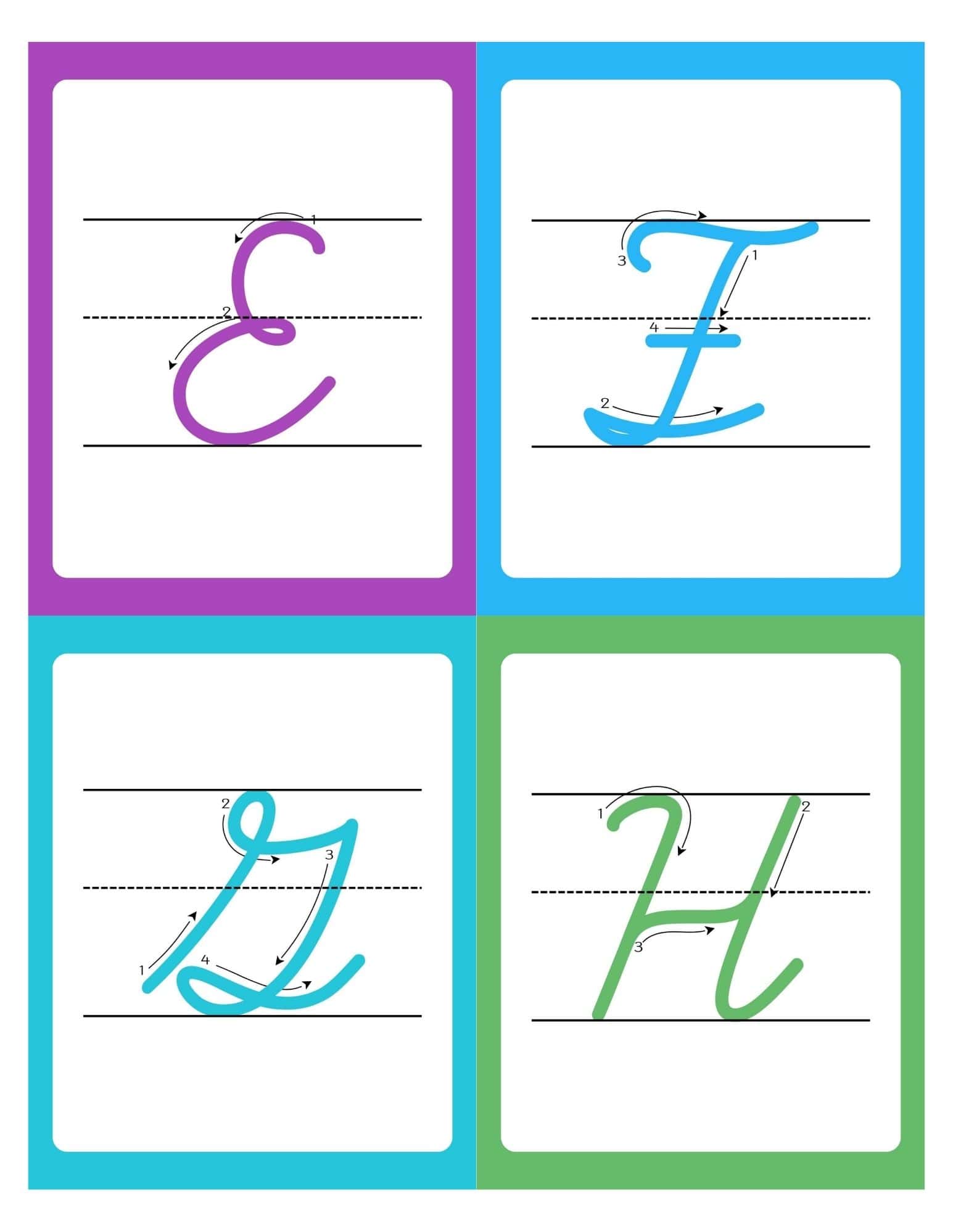 Uppercase Cursive Alphabet Flashcards with Writing Lines - page 41