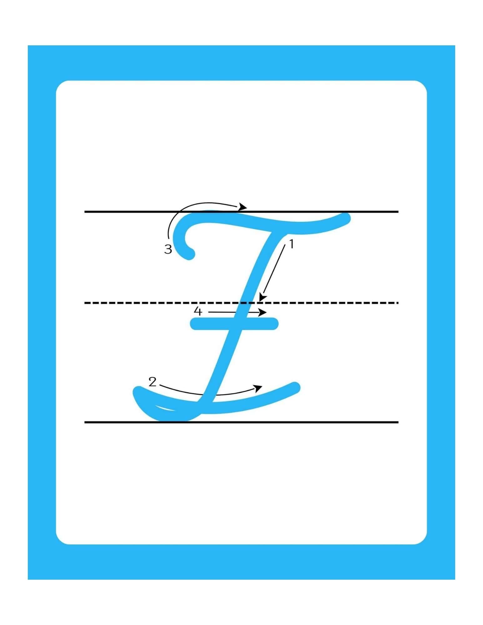 Uppercase Cursive Alphabet Flashcards with Writing Lines - page 6