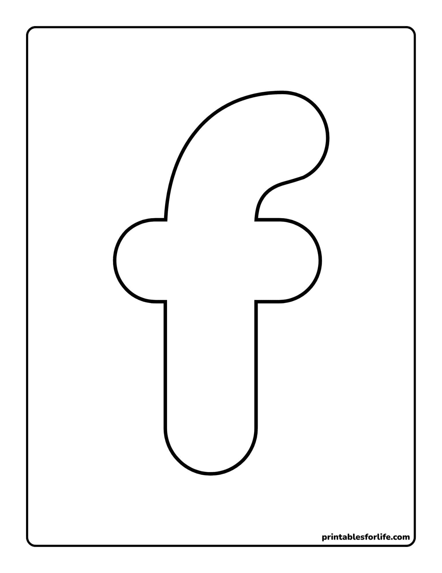 Black outlined simple puzzle-shaped cutout centered on a white vertical printable page with rounded border.