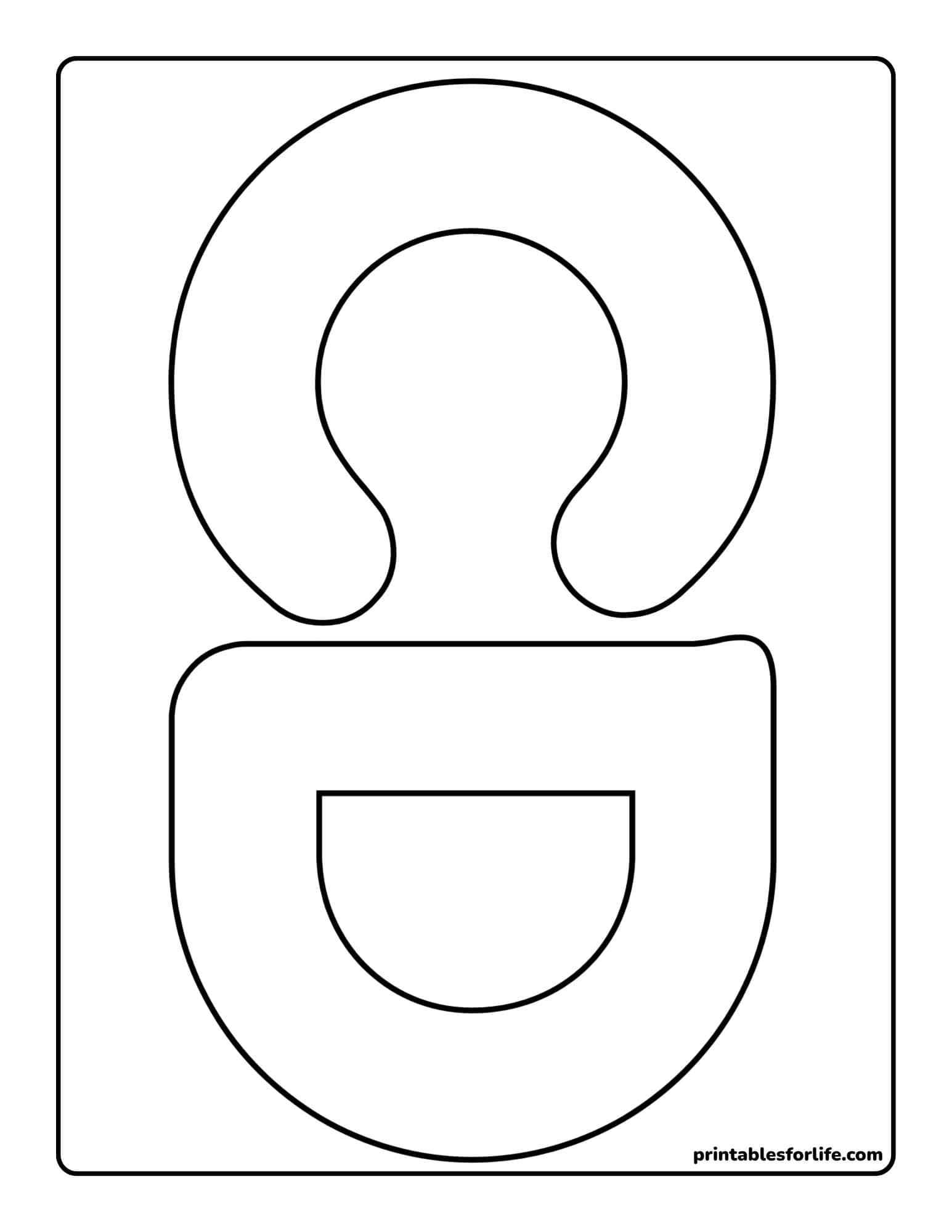 Black outlined concentric rounded shapes including a horseshoe-like top, rectangular midsection, and semicircle on white background.