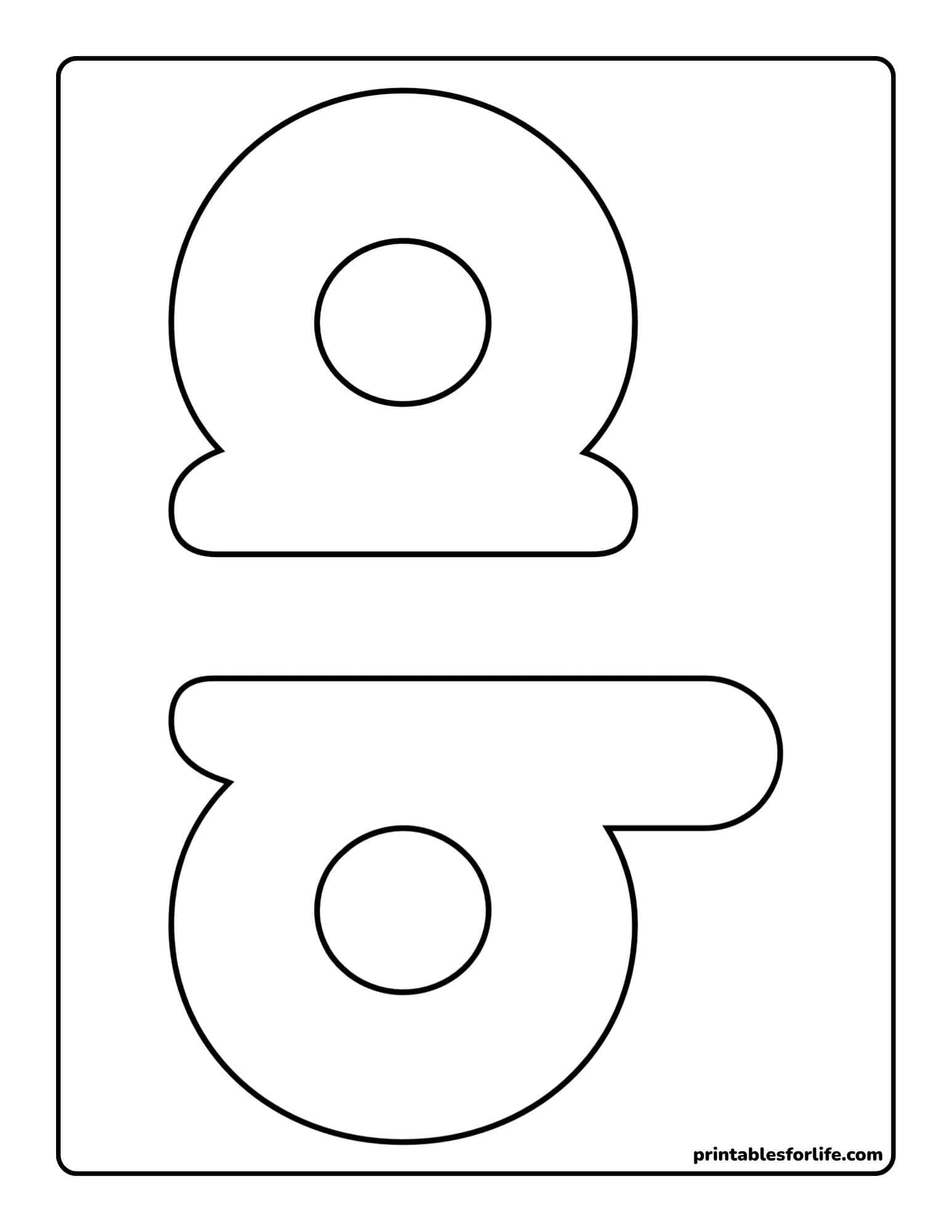 Two large outlined number eight shapes stacked vertically on a white background with rounded rectangle border.