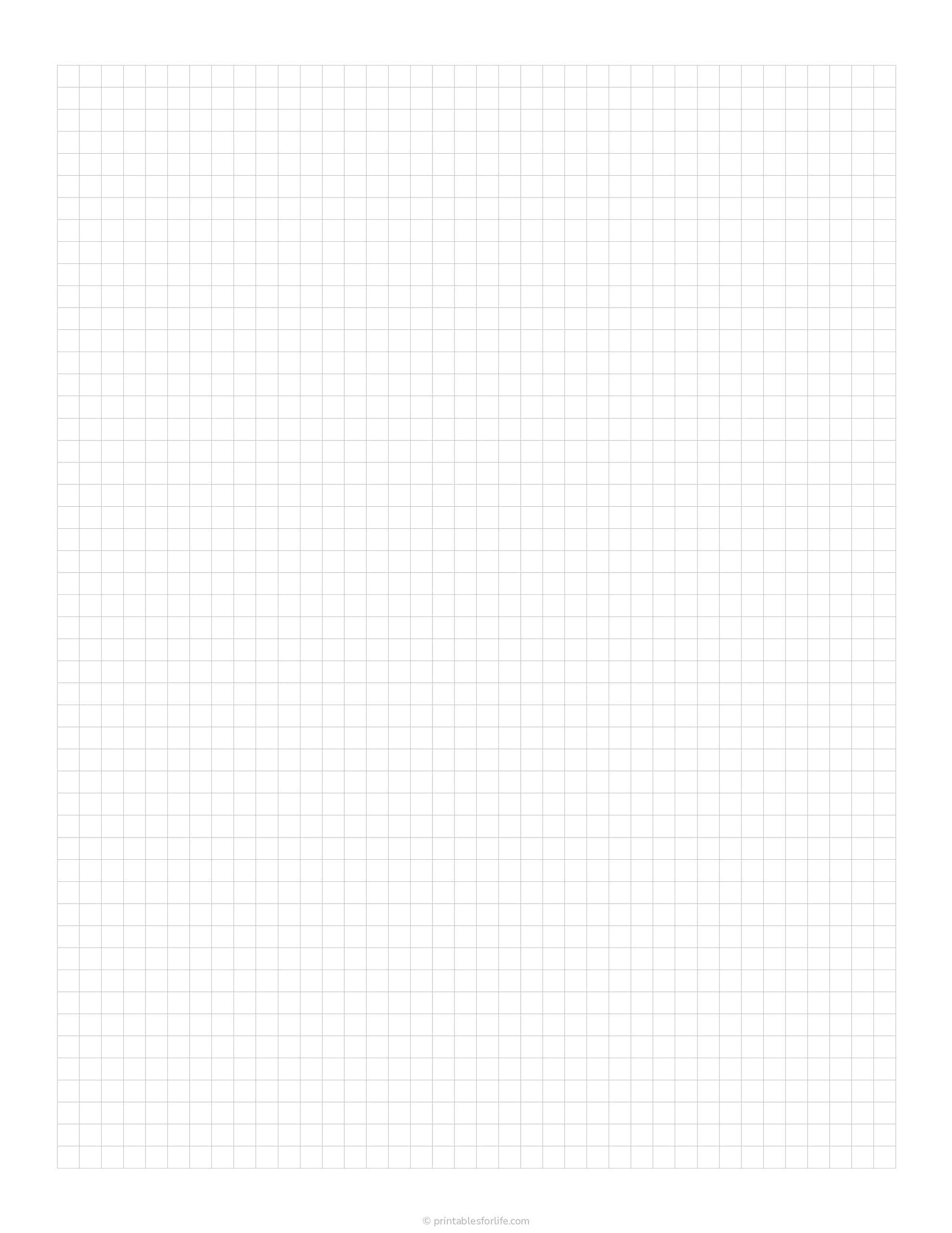 Large vertical sheet with faint gray grid lines forming small equal squares across a white background and wide page margins.