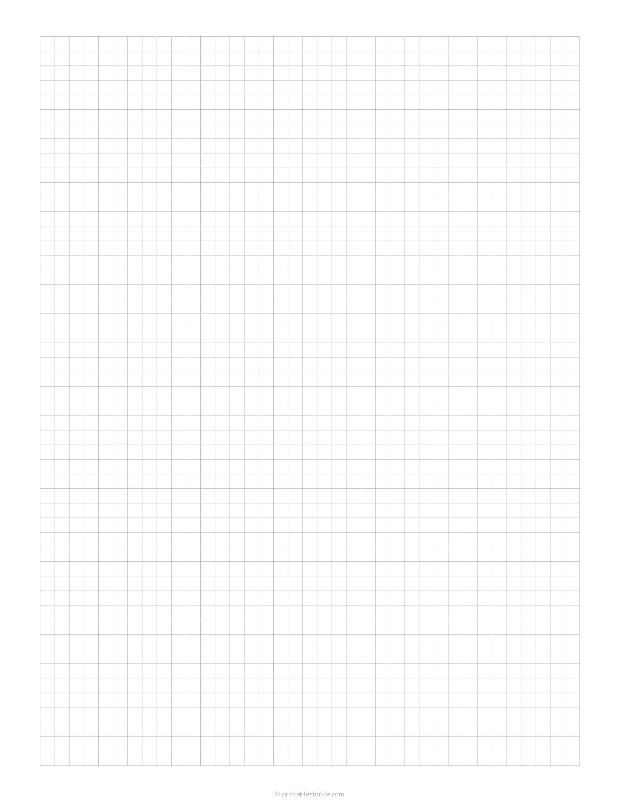 Large vertical sheet with light gray grid lines forming many small square cells on a white background and wide margins.