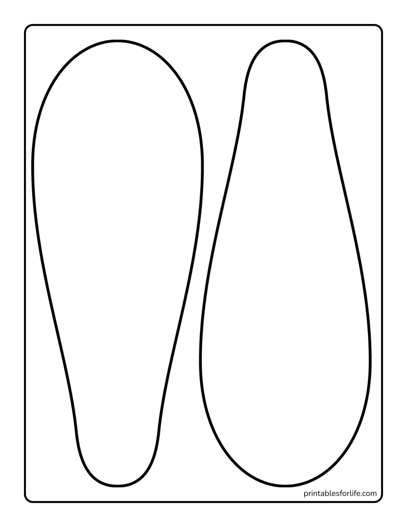Black rounded rectangular frame with two large side-by-side wavy outlines resembling oversized footprints on white background.